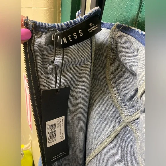 Lioness Strapless Denim Midi Dress in Blue - Picture 12 of 14